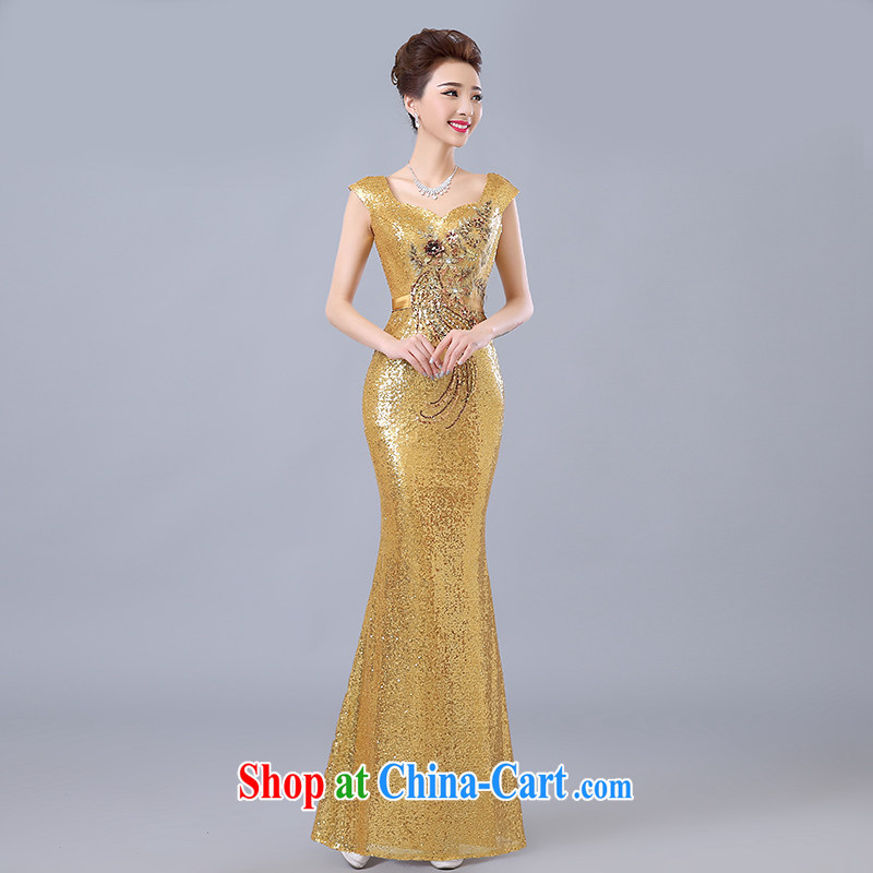Clothing and love is still bridal toast clothing summer 2015 New Long stylish evening dress banquet Red double-shoulder on-chip dress female gold can be given to the 30 million do not return clothing, love, and, shopping on the Internet