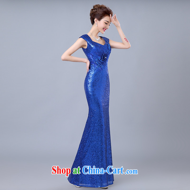 Yi love is wedding dresses 2015 spring and summer new marriages toast clothing stylish Korean dress banquet shoulders sexy, evening dress girl blue can be done with $30 does not return, and love, and shopping on the Internet