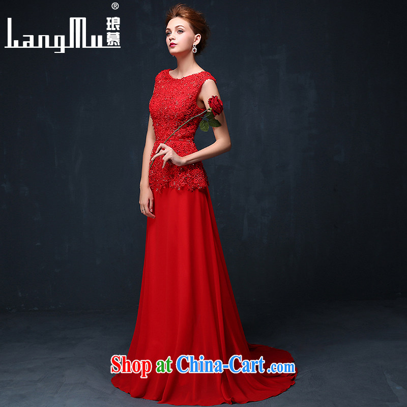 In Luang Prabang in the evening dress 2015 summer and autumn, the Korean flower bridal wedding toast service banquet long evening dress red XL, Luang Prabang, and shopping on the Internet