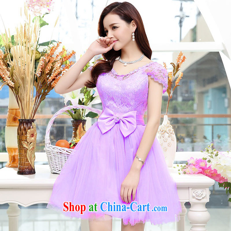 High quality dress summer 2015 new bow-tie dress dress lace Princess skirt and elegant ladies shaggy dress dress apricot L, UYUK, shopping on the Internet
