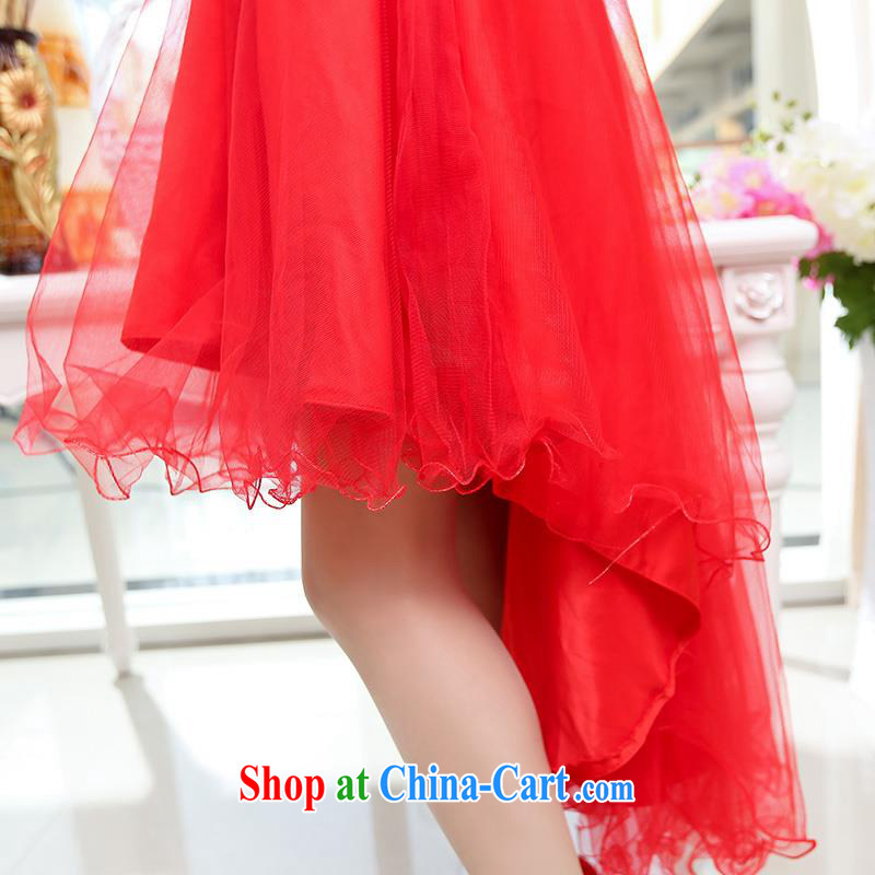 Upscale dress red wedding ceremonial dress dress single shoulder strap lace shaggy skirts long-tail Princess skirt summer 2015 New Red XL, UYUK, shopping on the Internet