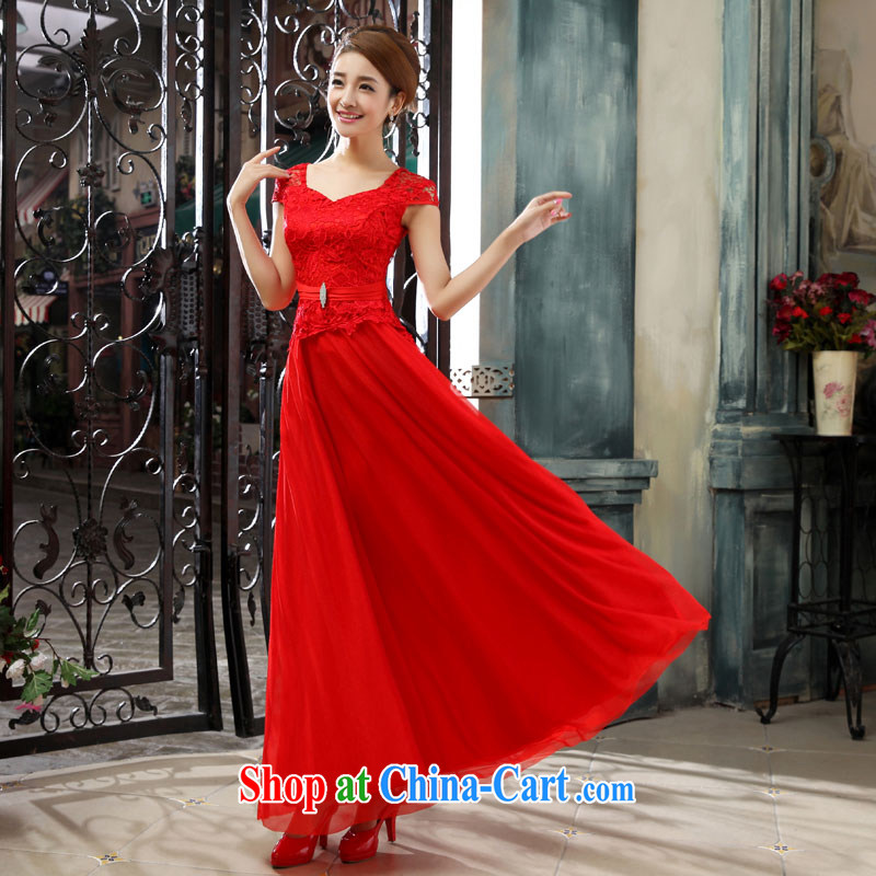 Kou Connie bridal toast service wedding dresses summer 2015 new wedding dress Red double-shoulder straps Meeting banquet dress long red XXL crackdown, Connie (JIAONI), online shopping