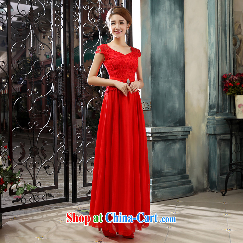Kou Connie bridal toast service wedding dresses summer 2015 new wedding dress Red double-shoulder straps Meeting banquet dress long red XXL crackdown, Connie (JIAONI), online shopping