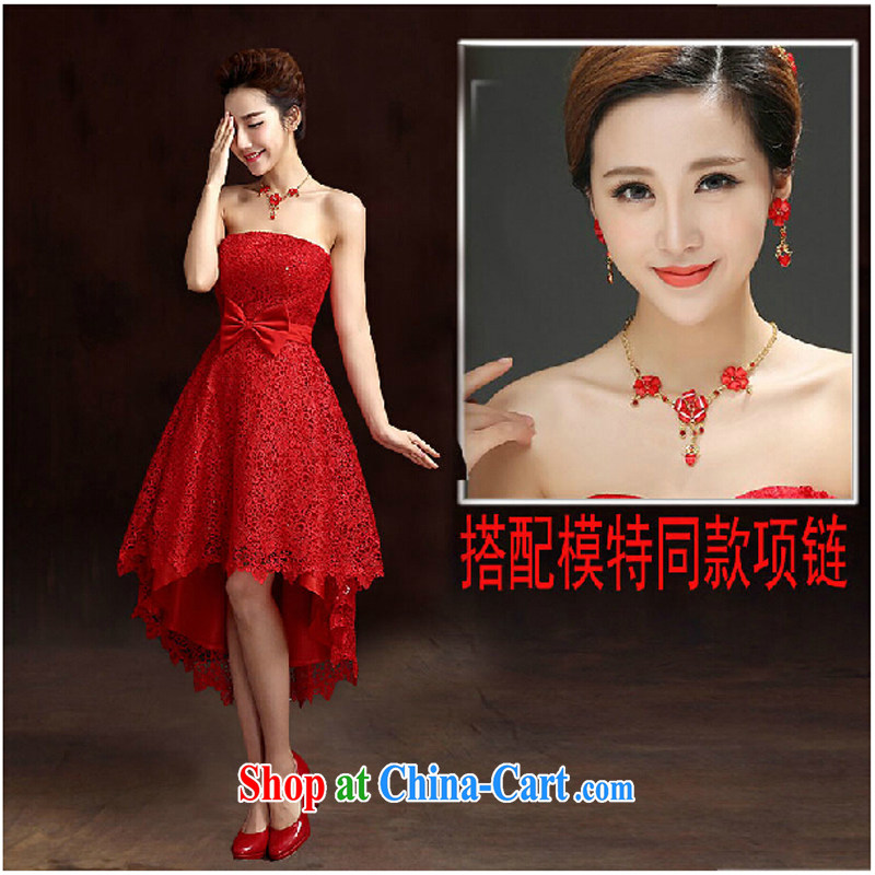 2015 new short red, wipe the chest, pregnant women bridal dresses Toast before serving short long evening dress spring and summer red tailored to please contact customer service to love bamboo yarn, shopping on the Internet