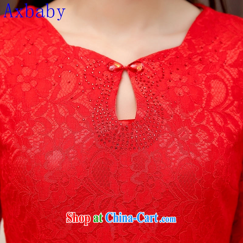 Sunny commuter store 2015 spring and summer New red Language empty long-sleeved banquet style beauty lace small dress red XXL, love was Abebe Bikila (Axbaby), online shopping