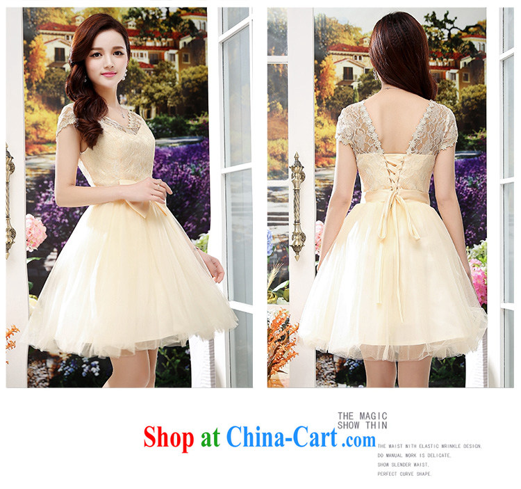 Sunny commuter store summer 2015, bow-tie short small dress bridesmaid dress lace presided over dress apricot XL pictures, price, brand platters! Elections are good character, the national distribution, so why buy now enjoy more preferential! Health