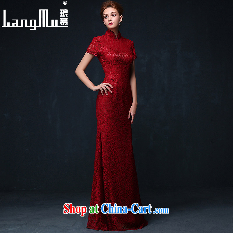 In Luang Prabang in the wedding dresses 2015 new marriages Chinese bows clothes lace long red dress Evening Dress summer wine red XL, Luang Prabang, and shopping on the Internet