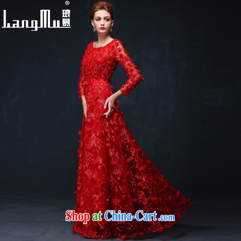 In Luang Prabang in the evening dress 2015 summer and autumn new Korean flower bridal wedding toast service banquet long evening dress suit China's Red Cross XL, Luang Prabang, and shopping on the Internet