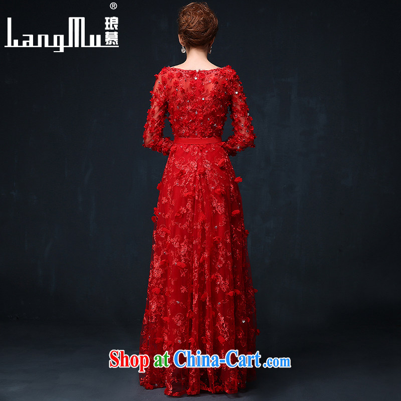 In Luang Prabang in the evening dress 2015 summer and autumn new Korean flower bridal wedding toast service banquet long evening dress suit China's Red Cross XL, Luang Prabang, and shopping on the Internet