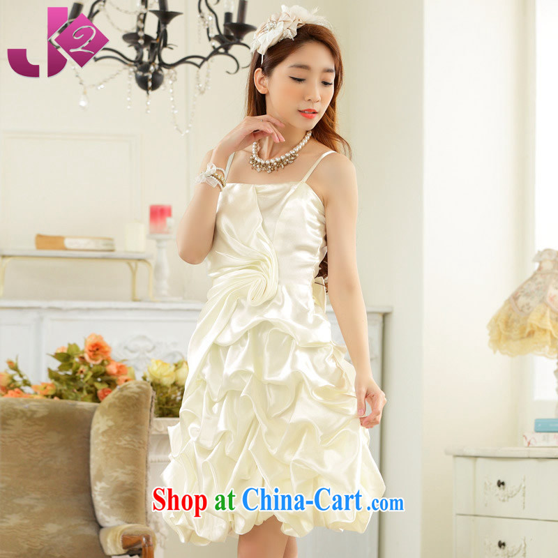 JK 2 2015 new Pure color-wrinkled lantern skirt sweet straps appearances short small dress bridesmaid dress white are code 100 recommendations about Jack