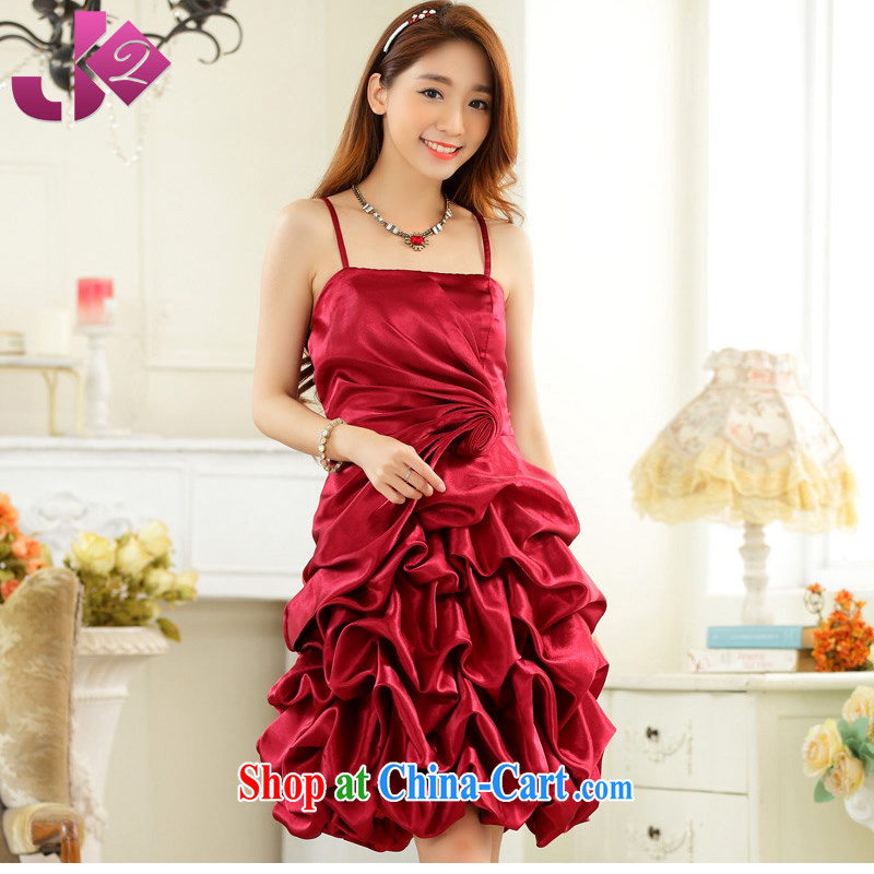 JK 2 2015 new Pure color-wrinkled lantern skirt sweet straps show the short, small dress bridesmaid dress white are code 100 recommendations about Jack, JK 2. YY, shopping on the Internet