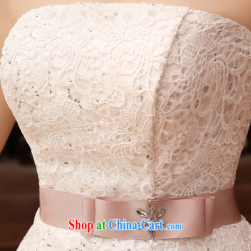 Time his short wedding dress bridal toast serving Korean wiped his chest tied with a small dress bridesmaid clothing evening dress 2015 new summer girls lace evening dress white XXL, time, and shopping on the Internet