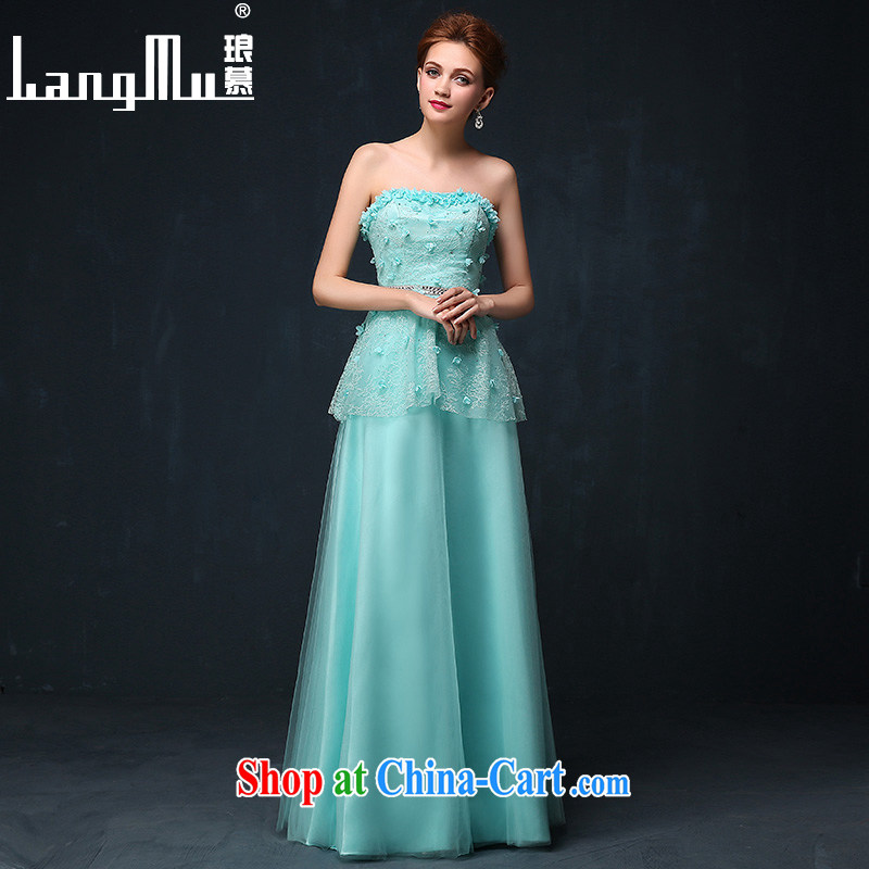 In Luang Prabang in 2015 of new dress wedding toast summer uniforms new bridal Evening Dress banquet wiped his chest long dress female Lake blue XL