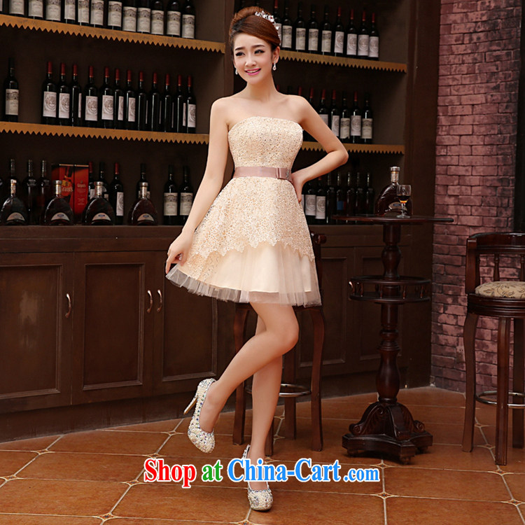 Time his 2015 new Korean bare chest strap small dress sister bridesmaid serving short, married women serving toast bare pink dress graduation dress champagne color XXL pictures, price, brand platters! Elections are good character, the national distribution, so why buy now enjoy more preferential! Health