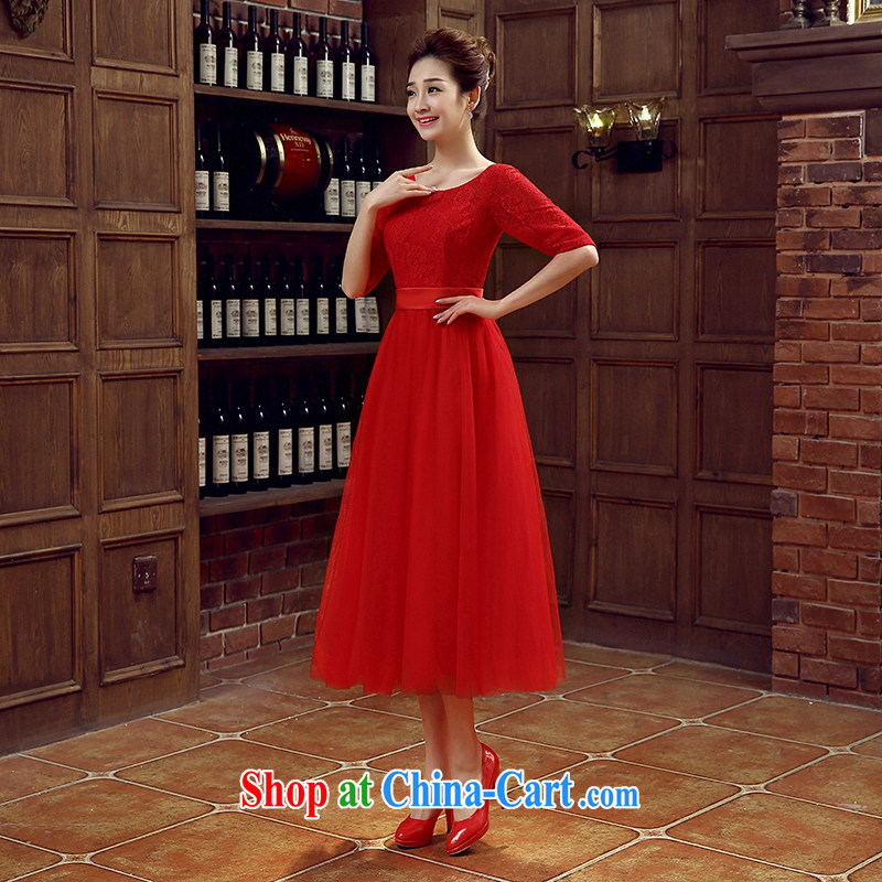 Time his bride's toast service 2015 new small red dress Korean bridesmaid in serving long bridesmaid dress wedding dress dress girls summer evening dress red XXL, time, and, on-line shopping