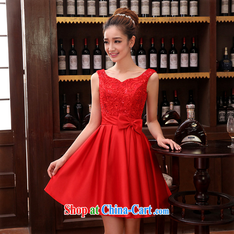 Time his wedding dress female bridal toast clothing parquet drill double-shoulder V collar short red small dress shaggy dress dresses evening dress 2015 new shaggy dress with XXL pictures, price, brand platters! Elections are good character, the national distribution, so why buy now enjoy more preferential! Health