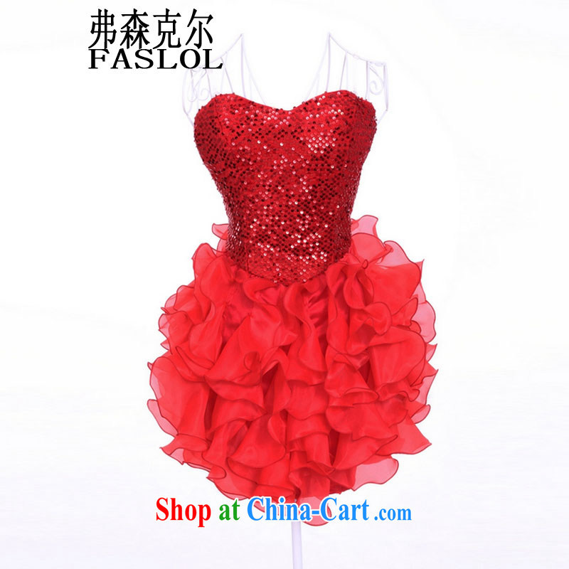 Frank, Michael 2015 new on-chip flouncing short, small dress bridesmaid dress wiped chest dress cake skirt costume red are code