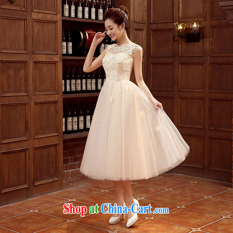 Time SYRIAN ARAB 2015 Korean version champagne color bridesmaid serving small dress bridesmaid dress dress wedding dress bride's toast clothing evening dress bridesmaid's sister dress champagne color XXL, time, and shopping on the Internet