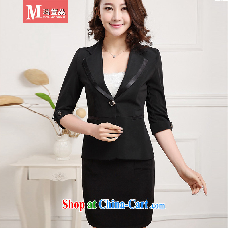 Margaret Flower-hsuan 2015 summer new hotel OL vocational kits dress with a kernel tie kit with short-sleeve white collar, Business and Leisure clothing black XXL, Margaret Flower-hsuan (MAXUANDUO), online shopping