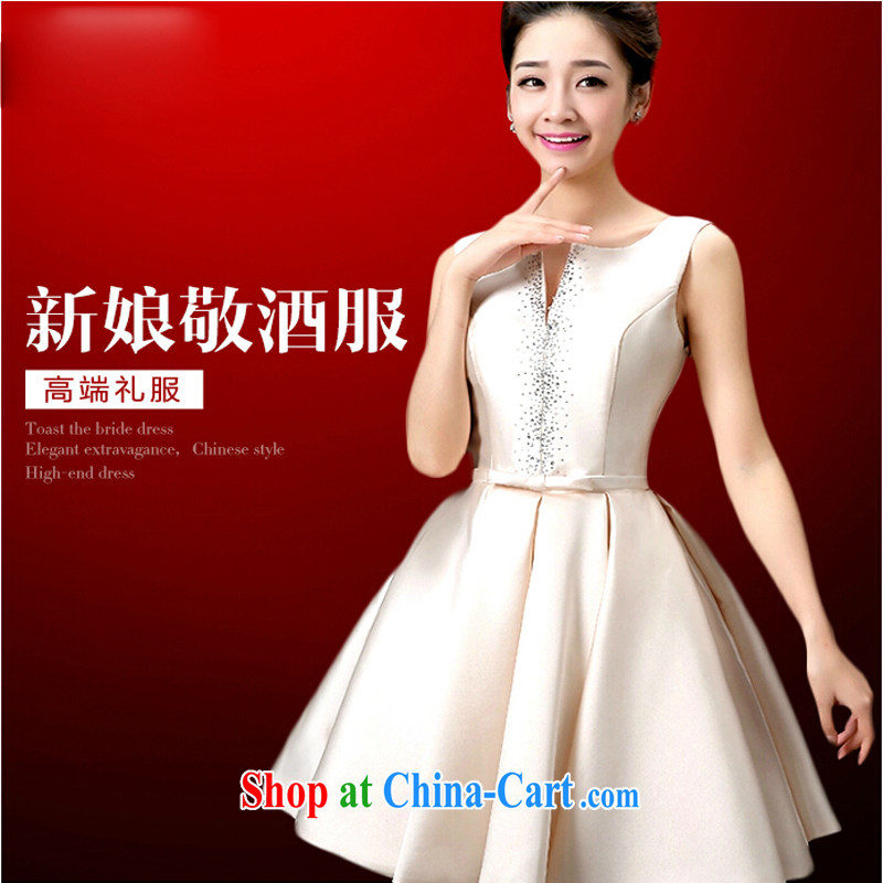2015 new spring and summer wedding dresses bridal toast clothing fashion beauty at Merlion red wedding dress short dress stage serving champagne color is tailored to contact customer service, pure bamboo love yarn, shopping on the Internet