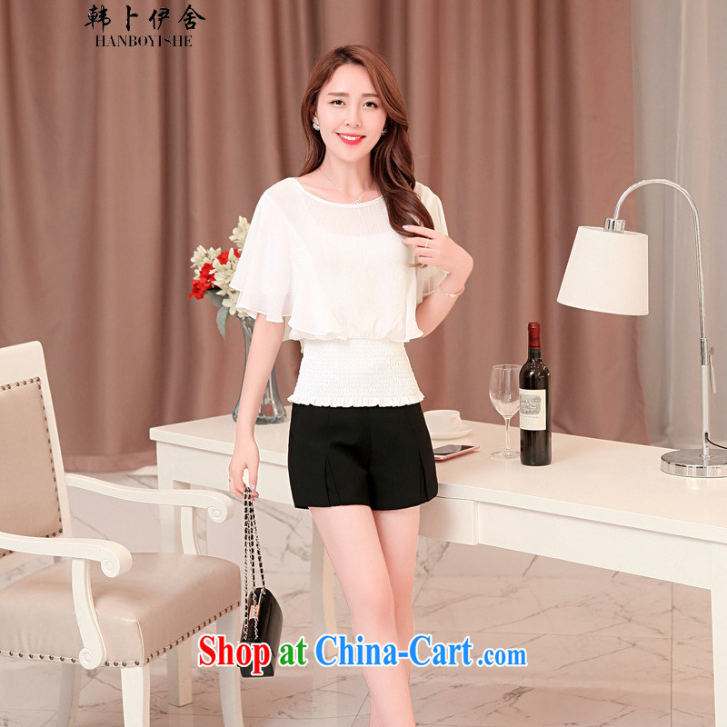 South Korea, the rounded academic summer 2015 new stylish sweet round-collar-waist snow woven shirts female A 02155936 black XL, won the Iraq (HANBOYISHE), and, on-line shopping