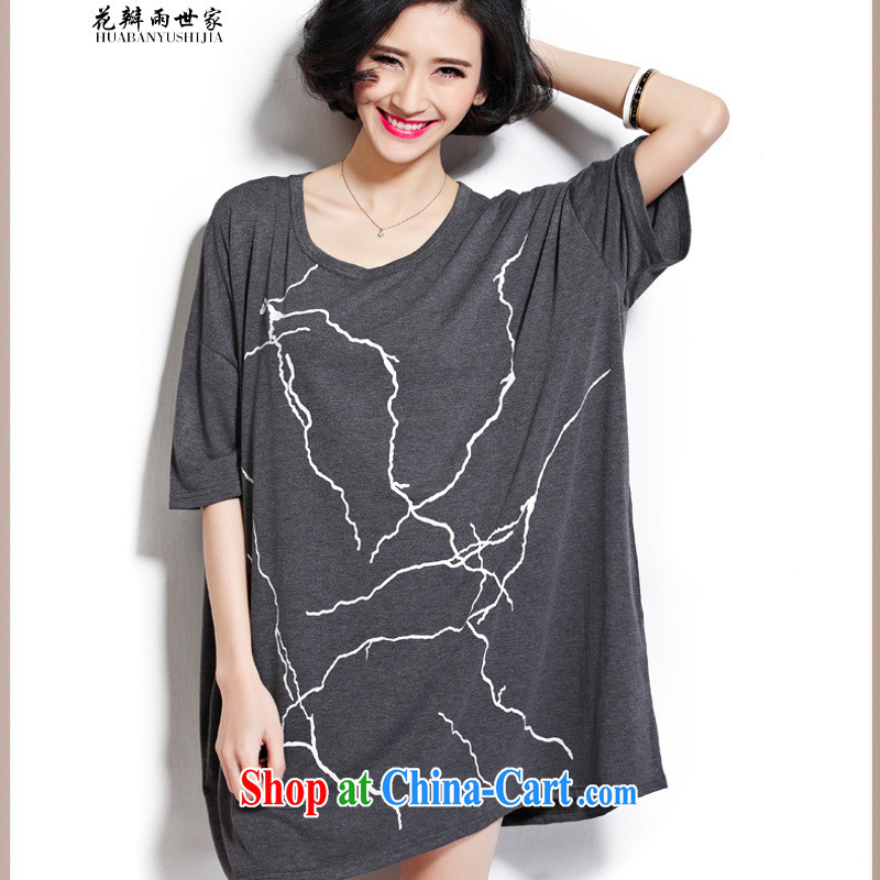 Petals rain saga Bill 2015 summer short sleeve large, relaxed and comfortable 200 Jack thick MMT shirts dresses female 818685926 dark gray large code are code
