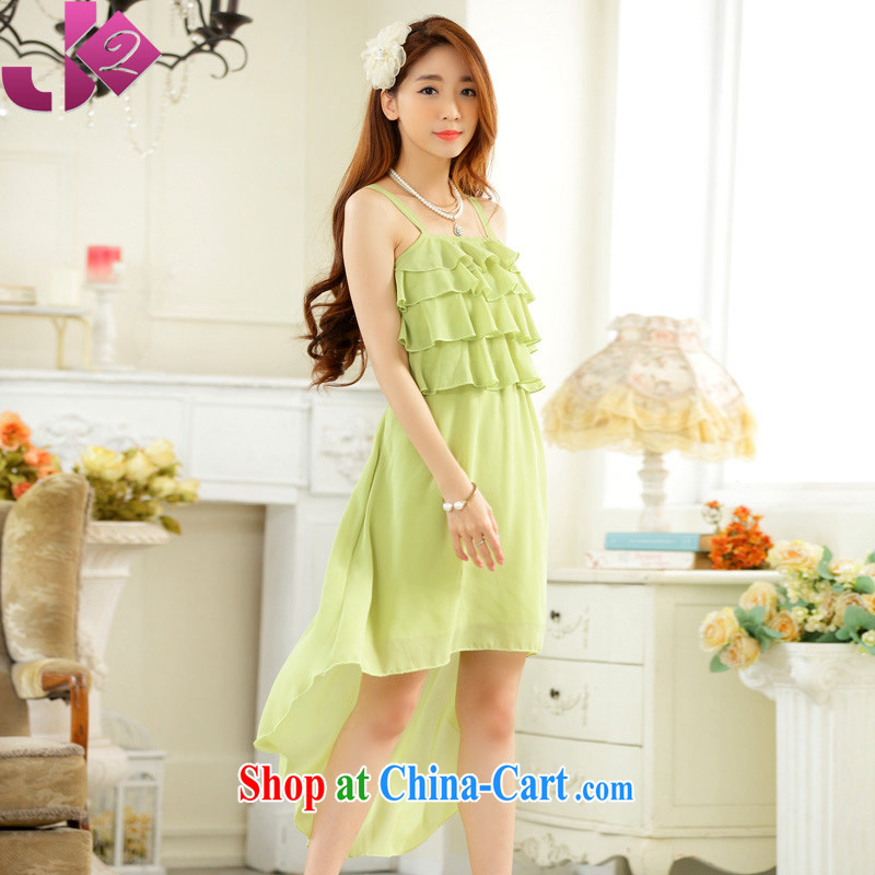 JK 2 2015 summer, long dovetail skirt snow woven flouncing Solid Color strap with small dress code the dress Green Green is code 100 recommendations about Jack
