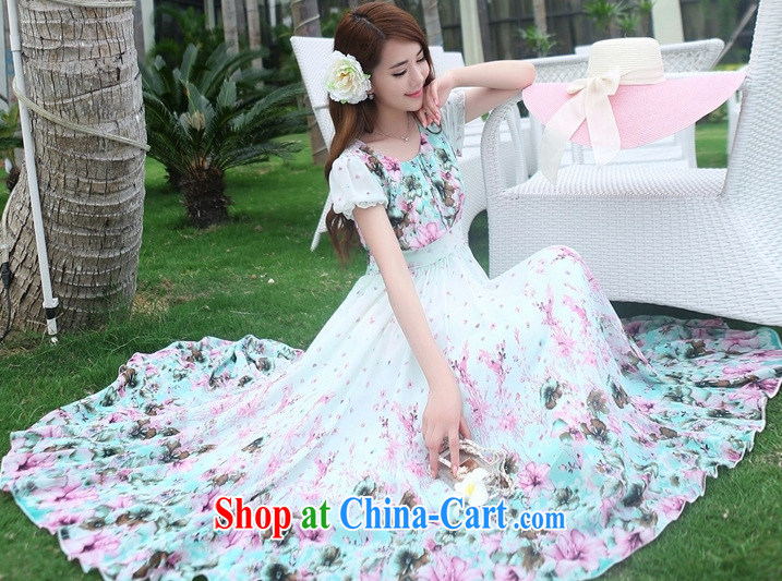 Type color, in accordance with the 2015 summer girls long floral short-sleeve-waist cultivating long skirt beach skirt suit 2 XL pictures, price, brand platters! Elections are good character, the national distribution, so why buy now enjoy more preferential! Health