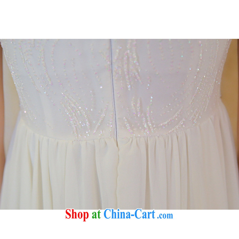 The long-awaited evening of Yuan to the staple Pearl inserts drill dress circle for cultivating snow woven fairy skirt and white dress with skirt dinner toast bridesmaid dress summer white L, left long overnight (zuojiuxi), online shopping