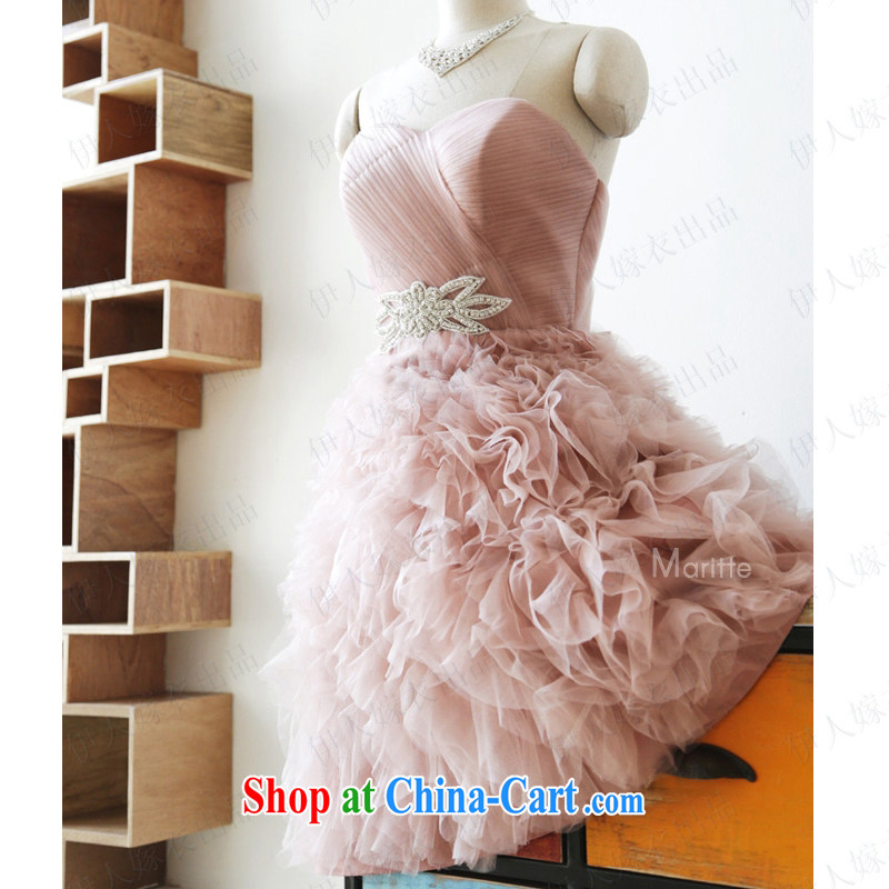 Pure bamboo love yarn new short dress bride's wedding performances stage photography wiped his chest dress dresses show 豆沙 color dress skirt 豆沙 color is tailored to contact customer service, pure bamboo love yarn, shopping on the Internet
