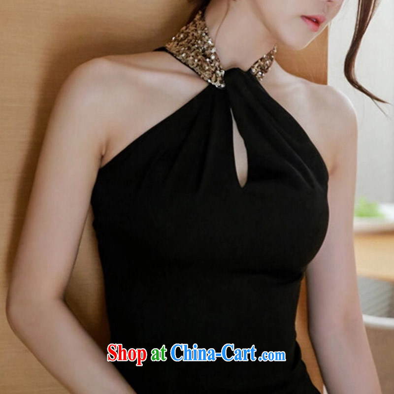 To Lin sexy dress skirt summer 2015 summer new Ladies Night sleeveless-also dresses beauty graphics thin the forklift truck package and long skirt black M, Lin (KECAILIAN), shopping on the Internet