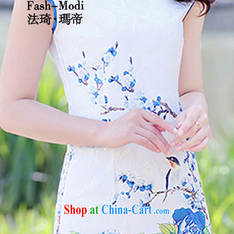 The ki Princess Royal 2015 new summer lady stylish daily cultivating improved cheongsam dress, long, stamp duty dress dress ethnic wind antique Tang on the code female blue Peony XXXL, Qi, in Dili and Manasseh (Fash - Modi), online shopping