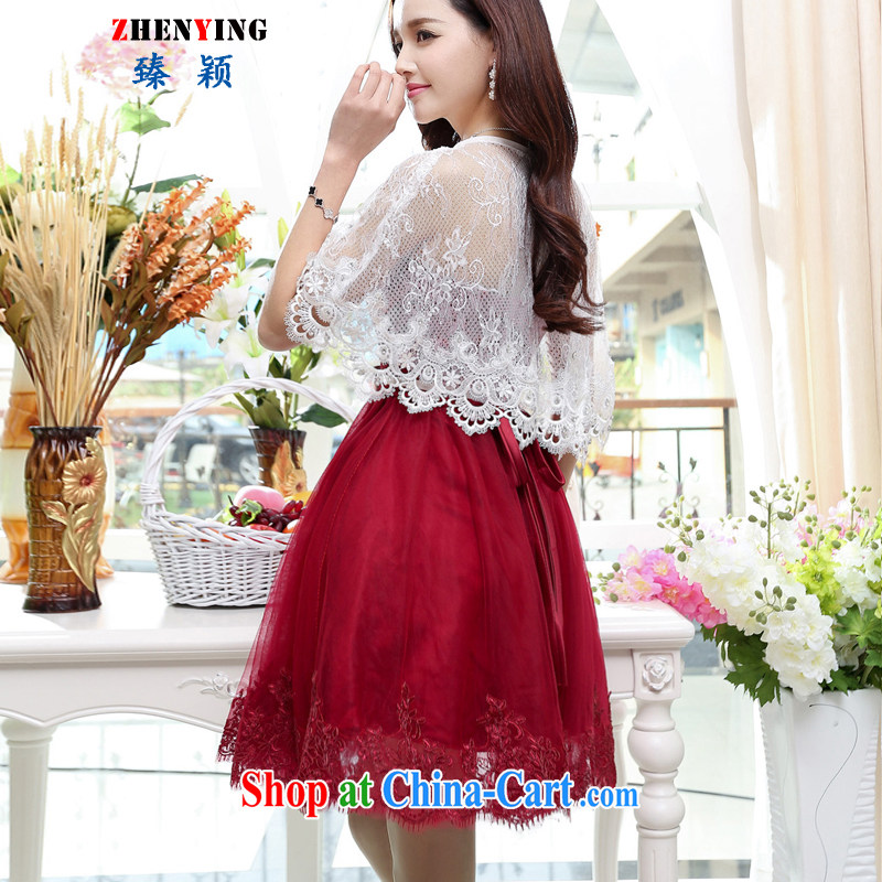 from Zen wedding new summer Princess Ms. shaggy short appointment of Mary Magdalene sense chest dresses evening dress bridesmaid dress the skirt with small shawl wine red XL, happy hour (happy time) and, on-line shopping