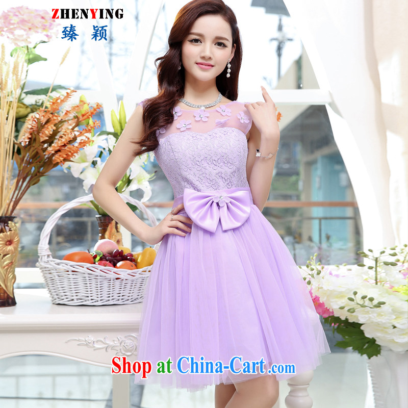 Zen Ying 2015 new bowtie Bridal Fashion red short wedding dress banquet night ceremony dresses sleeveless short skirts purple XL
