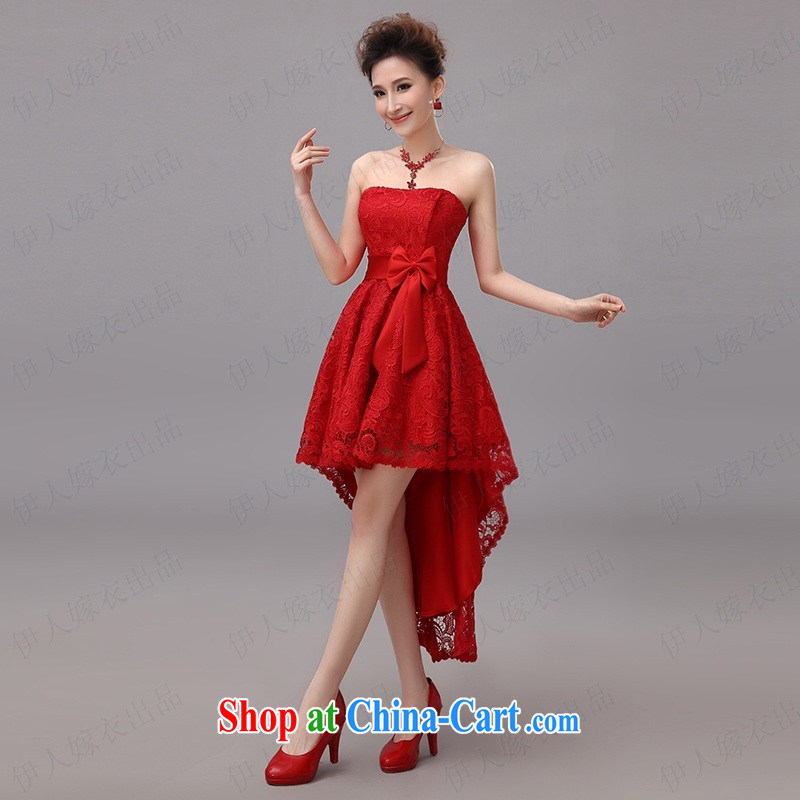 Pure bamboo yarn love moisture lace dresses short before long after the beauty and nice small dress bridesmaid dress star wiped his chest dress uniform performance stage red tailored contact customer service, pure bamboo love yarn, shopping on the Interne