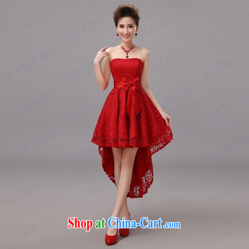 Pure bamboo yarn love moisture lace dresses short before long after the beauty and nice small dress bridesmaid dress star wiped his chest dress uniform performance stage red tailored contact customer service, pure bamboo love yarn, shopping on the Interne