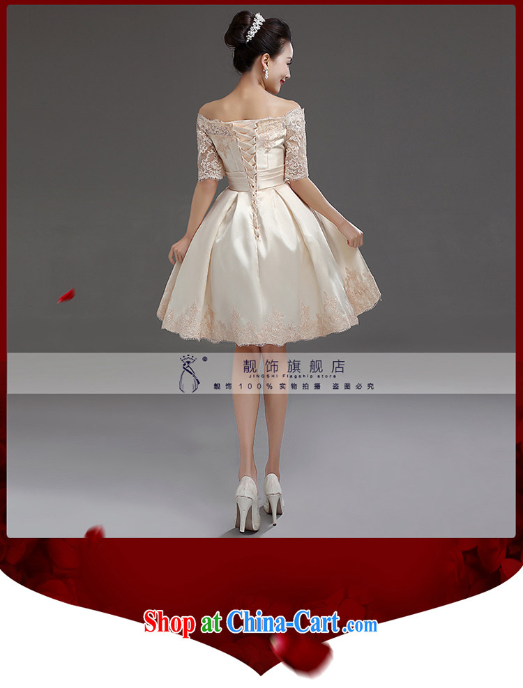 Beautiful ornaments 2015 new bridesmaid short small dress dress bridal toast one field shoulder lace straps Princess skirt champagne color L pictures, price, brand platters! Elections are good character, the national distribution, so why buy now enjoy more preferential! Health
