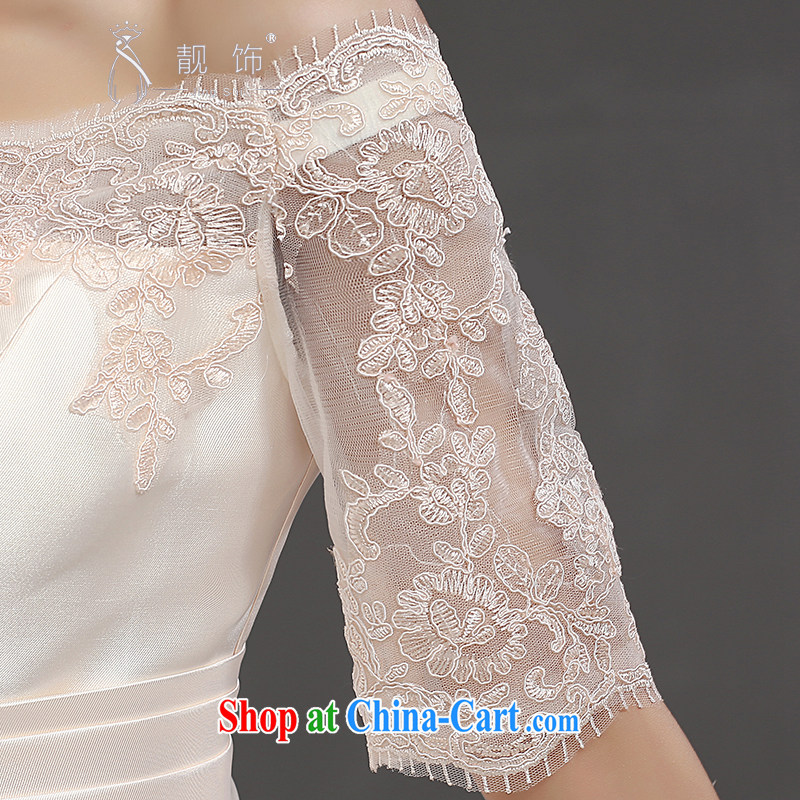 Beautiful ornaments 2015 new bridesmaid short, small dress dress bridal toast serving the Field shoulder lace straps Princess skirt champagne color L, beautiful ornaments JinGSHi), online shopping