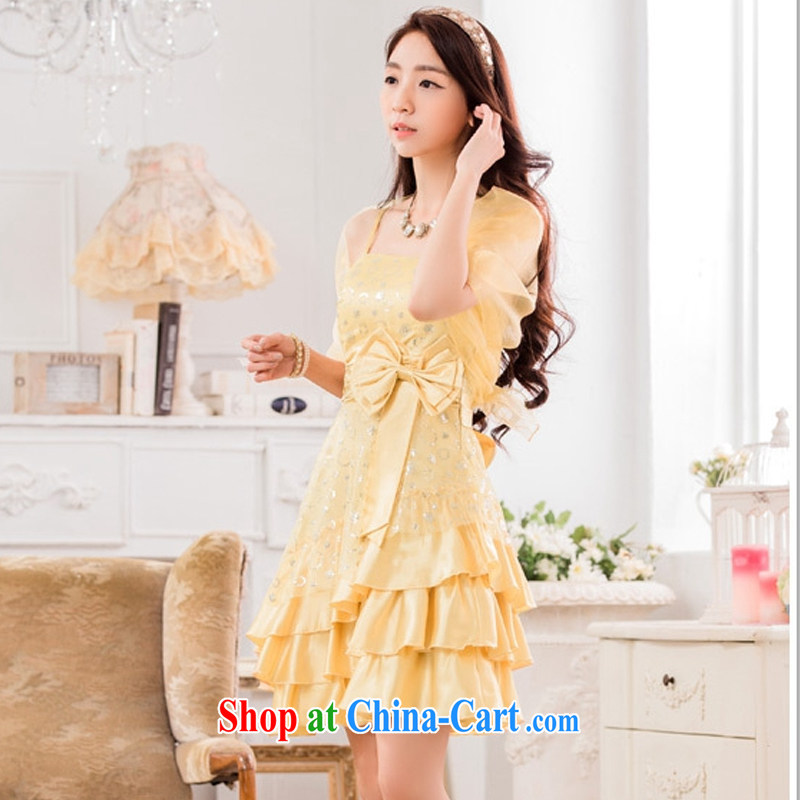 AIDS has been Qi evening show the Evening dress, bow-tie straps small dress T A 9838 - 1 champagne color XXXL, AIDS has Qi (Aiyaqi), shopping on the Internet