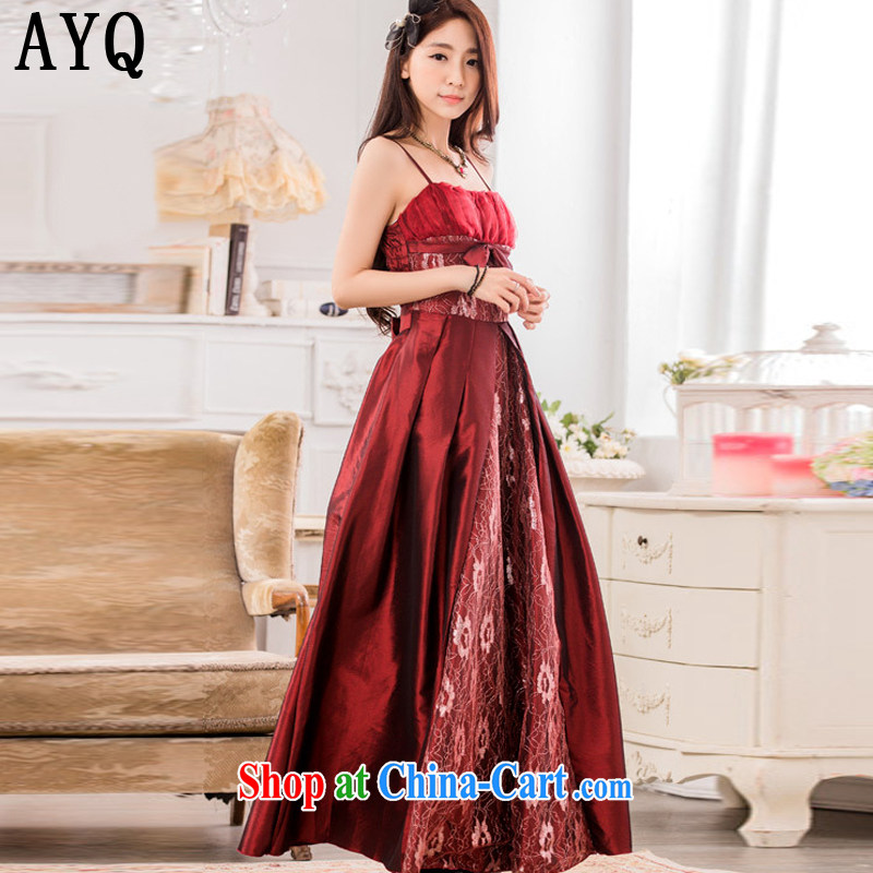 AIDS has been Qi stylish evening show the large long evening dress larger dresses T A 9734 - 1 wine red XXXL