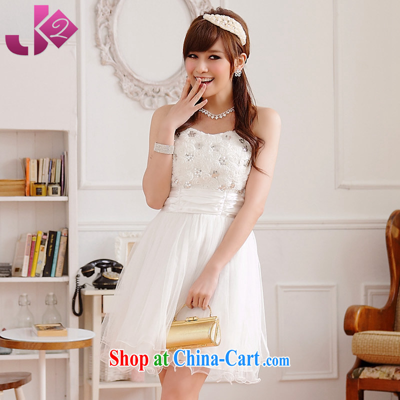 JK 2 2015 new sweet rose buds silk cultivation by short skirt the code erase chest wedding bridesmaid dress white XXXL 165 recommendations about Jack