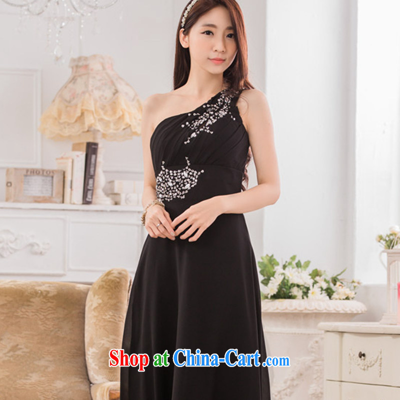 AIDS has been Qi high-end dinner show the dress and stylish single shoulder manually staple snow Pearl woven long evening dress T A 9633 - 1 black XXXL, AIDS has Qi (Aiyaqi), online shopping