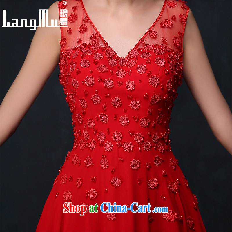 In Luang Prabang in the bride's wedding dress 2015 new summer double-shoulder-length bows, serving red evening dress Deep V collar dress china red XL, Luang Prabang, and shopping on the Internet