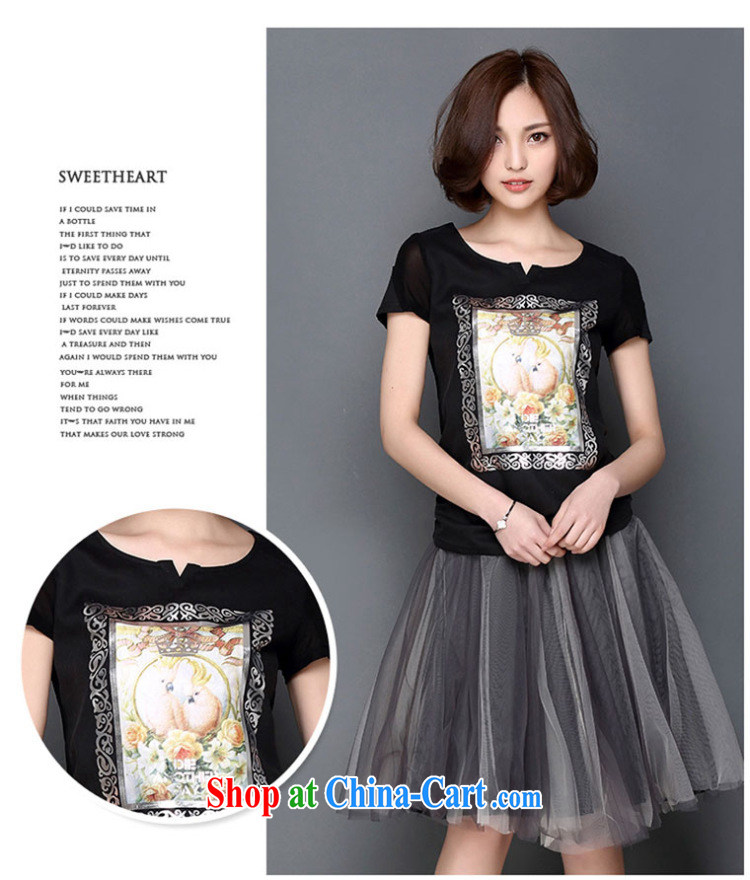 Hung Tai spring 2015 Delta Korean loose the Code women mm thick beauty D 3 three-dimensional stamp short-sleeved shirt T Web yarn solid shirt black 4 XL pictures, price, brand platters! Elections are good character, the national distribution, so why buy now enjoy more preferential! Health