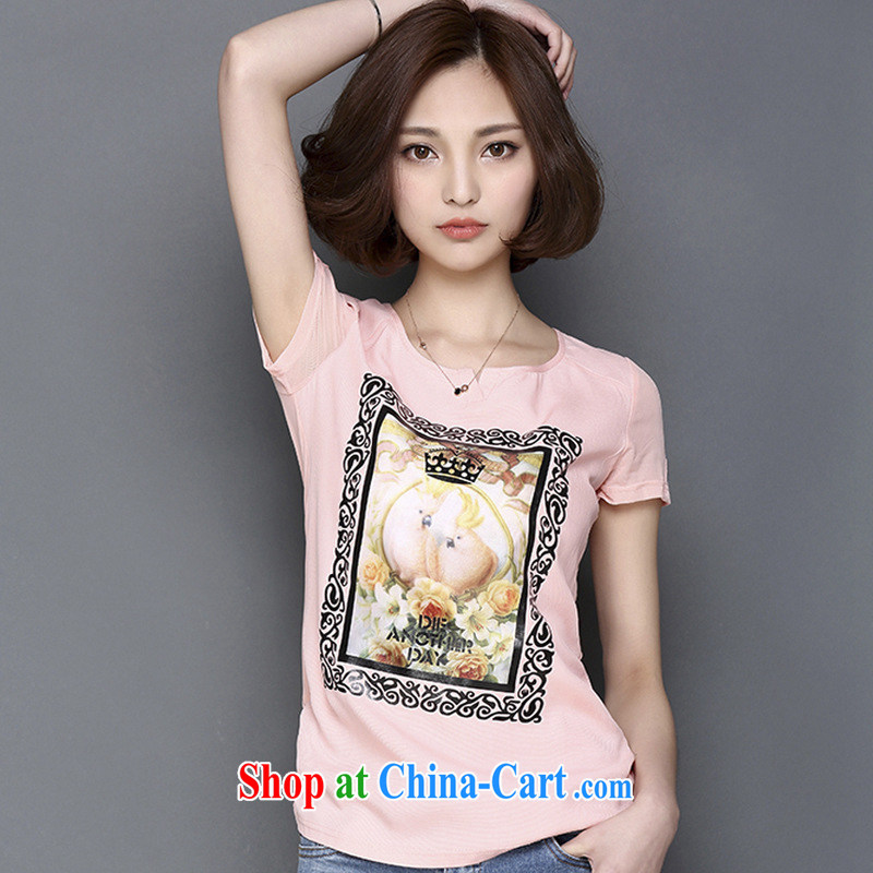 The economy should be Princess Diana's 2015 Korean version loose the Code women mm thick beauty 3 D Stereo stamp duty short-sleeved shirt T Web yarn solid T-shirt white 4XL, the economy, Princess, and shopping on the Internet