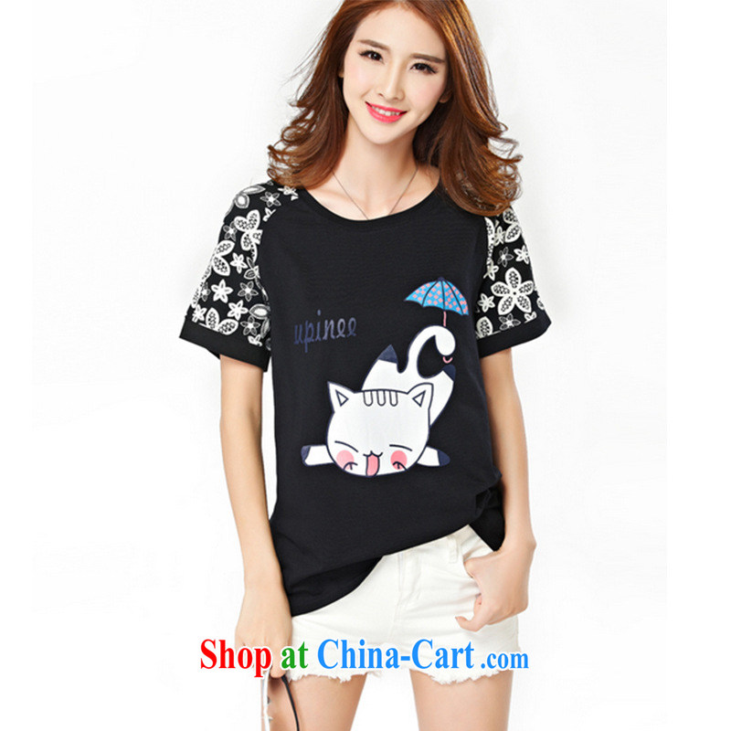 Korea, the Academic Building 2015 summer load the Code women mm thick and indeed increase Code T shirt short-sleeved video thin thick sister black 4XL, won the Brahimi, rounded up (HANBOYISHE), shopping on the Internet