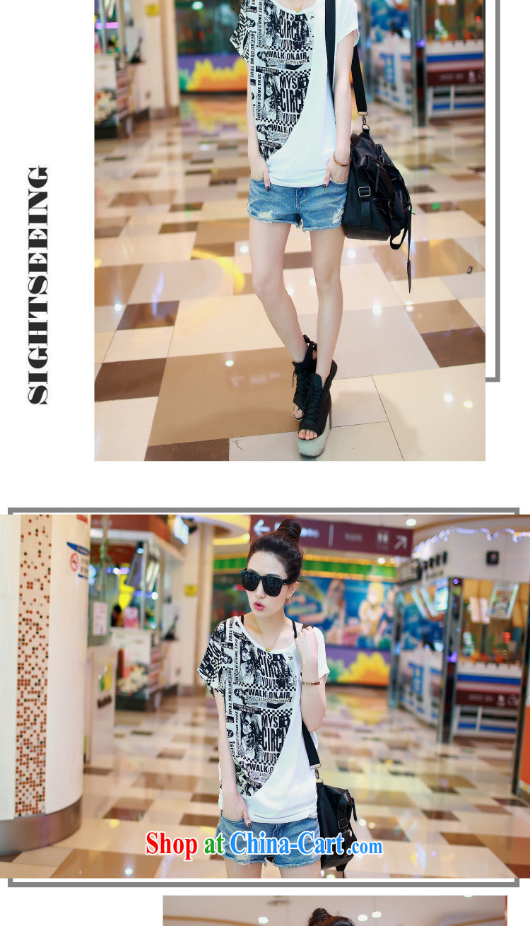 Ms Audrey EU, child-Q 2015 new summer bat sleeves stitching snow woven shirts larger female short-sleeved T-shirt white 3XL pictures, price, brand platters! Elections are good character, the national distribution, so why buy now enjoy more preferential! Health
