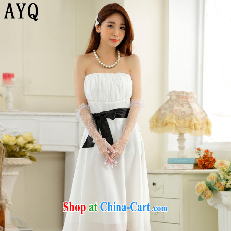 AIDS has been Qi minimalist style with bare chest large collision color belt snow woven Dinner Show dress dresses T A 9930 - 1 white XXXL