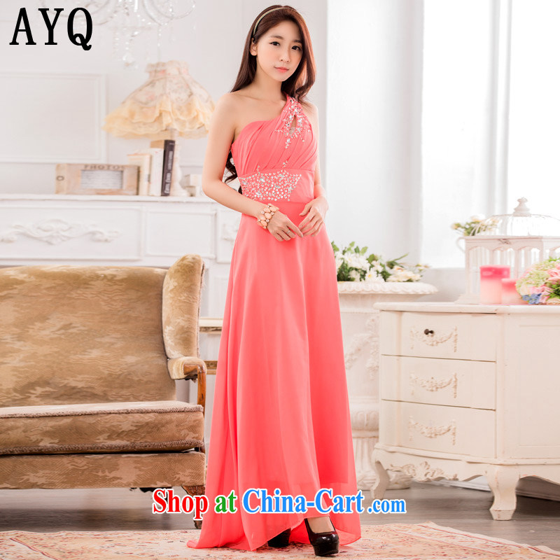 AIDS has been Qi high-end dinner show the dress stylish single shoulder manually staple snow Pearl woven long evening dress T A 9633 - 1 orange XXXL