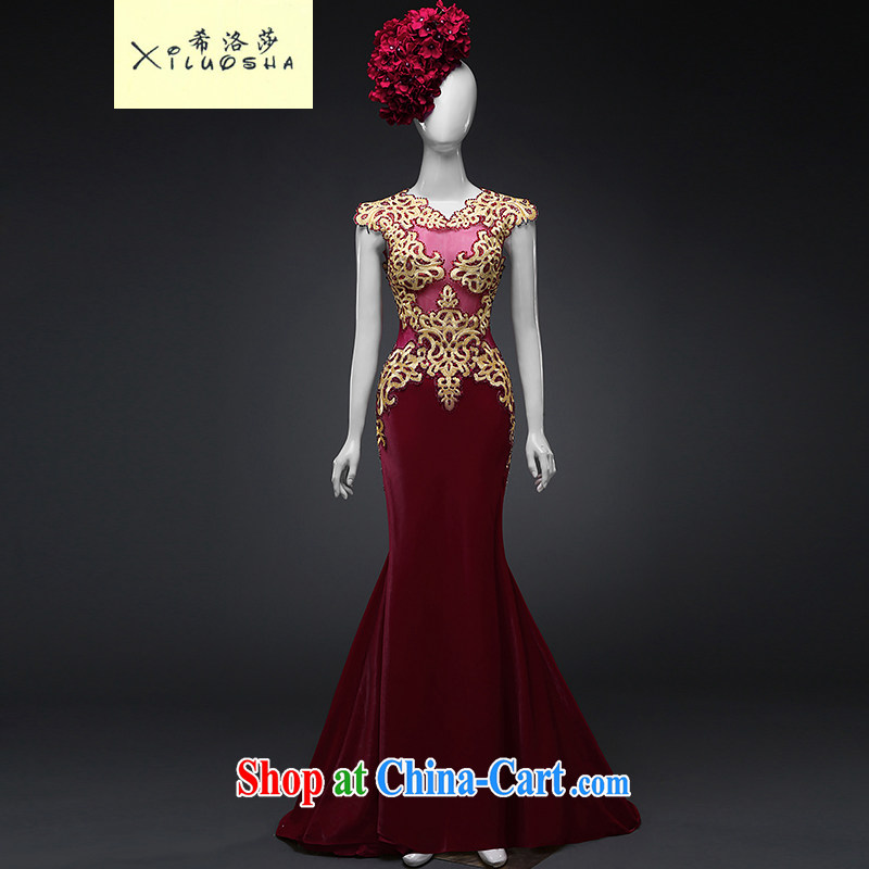 The Greek, Elizabeth _XILUOSHA_ High-end dress 2015 new wine red long-tail banquet evening toast wedding service bridal dresses stylish Wine red XXL